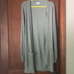 Long sleeve duster length sweater